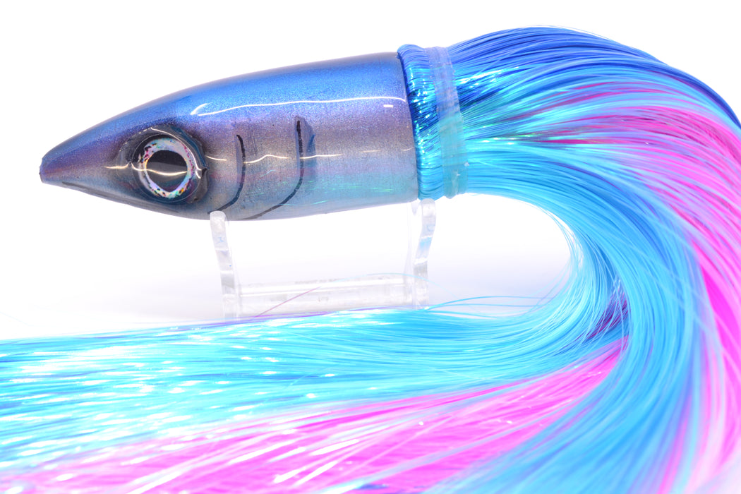 Tsutomu Lures Silver Dot Blue Back Non-Jetted Kona Dragon 9"+ 8oz Strobez