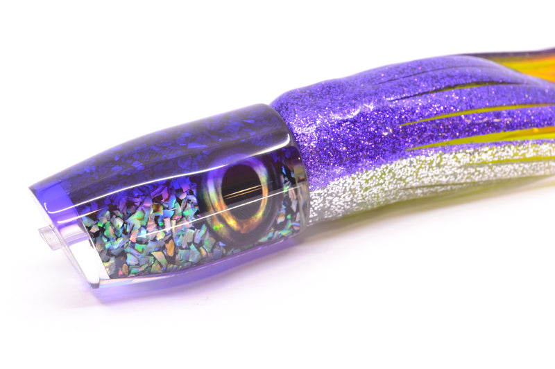 Moyes Lures S&P MOP Purple Back Taxi Eyes Small Plunger 9" 5oz Skirted Purple-Silver