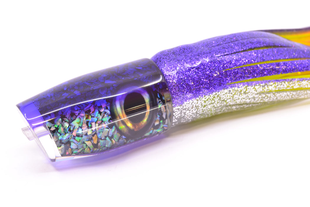 Moyes Lures S&P MOP Purple Back Taxi Eyes Small Plunger 9" 5oz Skirted Purple-Silver