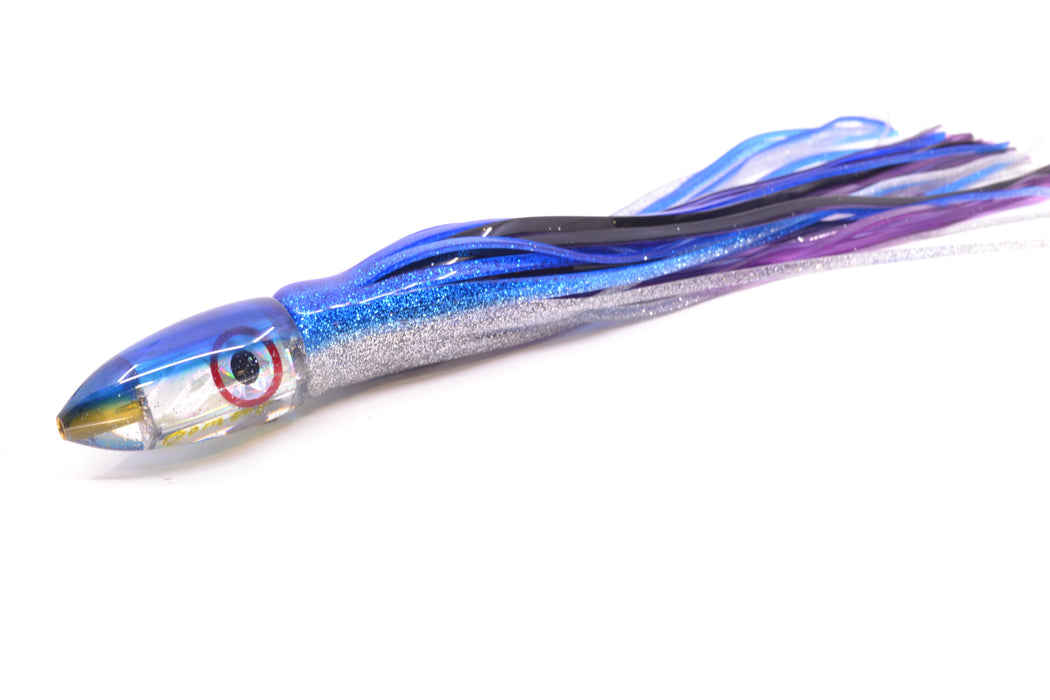 Bomboy Lures White Abalone Blue Back Round Mini Bomb 5" 2oz Skirted Blue-Silver
