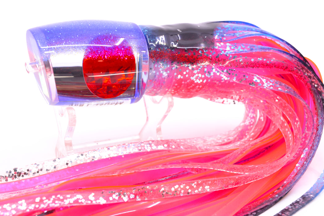 Moyes Lures Clear Mirrored Blue Glittered Back Red Eyes Medium J-Boy 12" 7oz Skirted