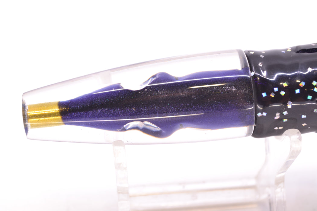 Tsutomu Lures Black-Purple-Silver Fish Head Poke Invert 6" 3.2oz Skirted Black/Purple