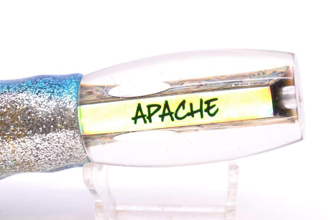 Bonze Lures Paua Shell Red Eyes Apache 9" 5.2oz Skirted Blue-Silver/Green-Gold *SCRATCHED*