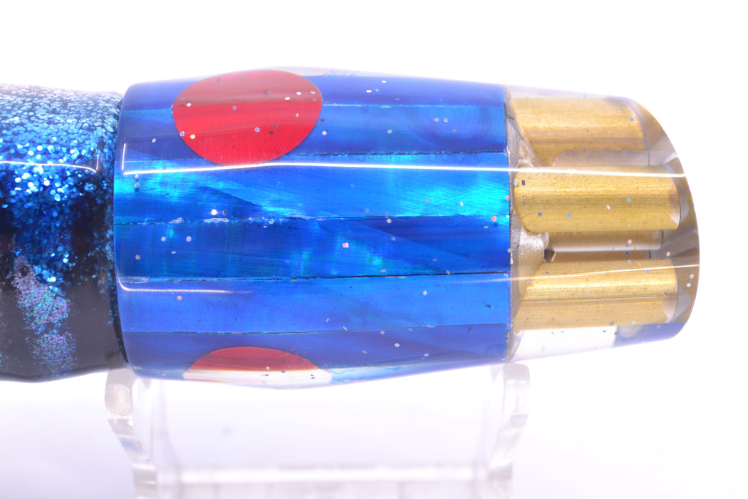 Tanigawa Lures Blue MOP Red Eyes 4-Hole Slant 9"+ 11oz Skirted Blue Aurora GZE