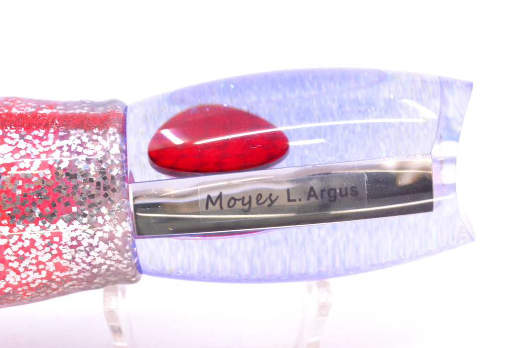 Moyes Lures Clear Mirrored Blue Glittered Back Red Eyes Large Argus 14" 10oz Skirted