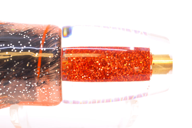 Koya Lures Rainbow Scale Orange Glitter Pearl JP 511 9" 4oz Skirted Root Beer-Petrolero