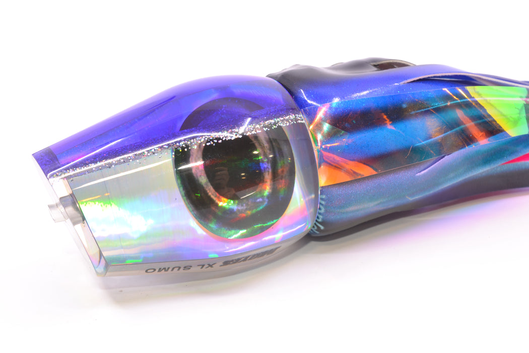 Moyes Lures Silver Rainbow Purple-Silver Back XL Sumo 16" 16.4oz FT Vinyl Skipjack with Wings