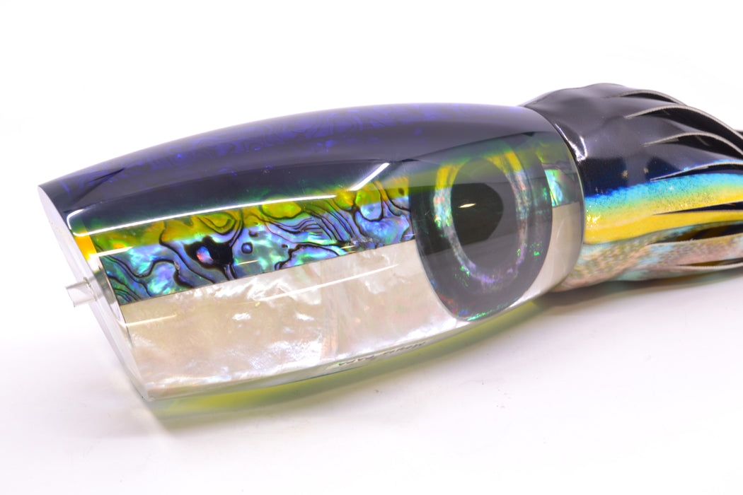 Moyes Lures Yellowfin Paua-MOP Blue-Yellow Back Papa Teaser 30.5oz FT Vinyl Yellowfin
