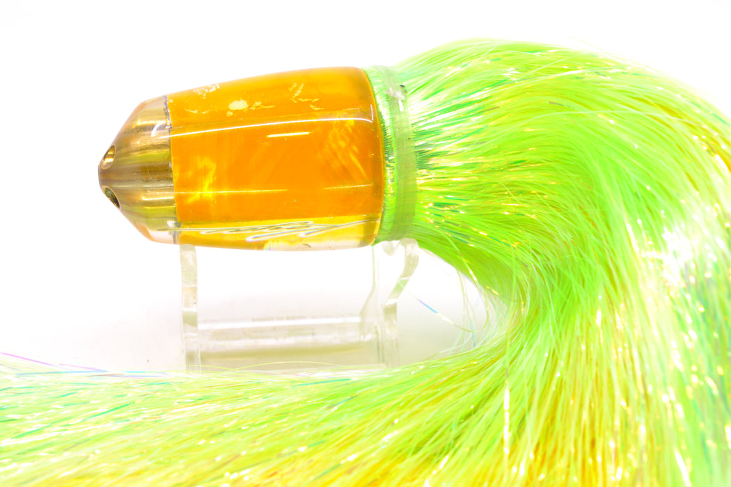 Koya Lures Yellow MOP 4-Hole Bullet 9"+ 7oz Flashabou Chartreuse/Yellow