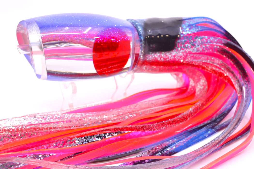 Moyes Lures Clear Mirrored Blue Glittered Back Red Eyes Large Argus 14" 10oz Skirted