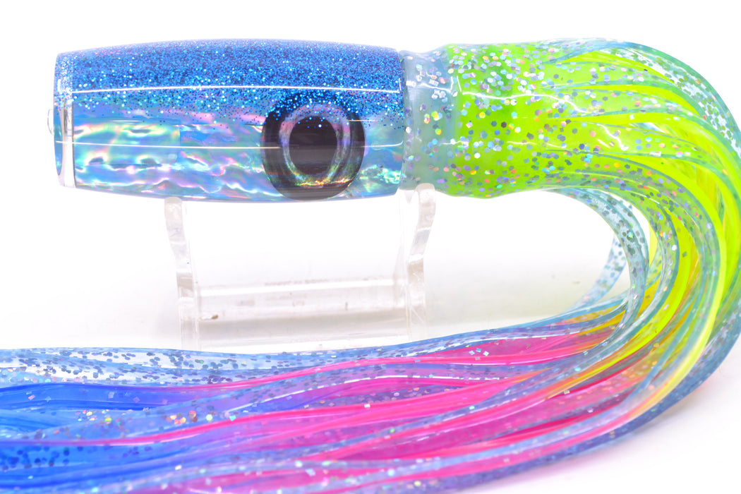 Moyes Lures Ice Blue Awabi Blue Glittered Back Taxi Eyes Small Shotgun 9" 4oz Skirted GZE