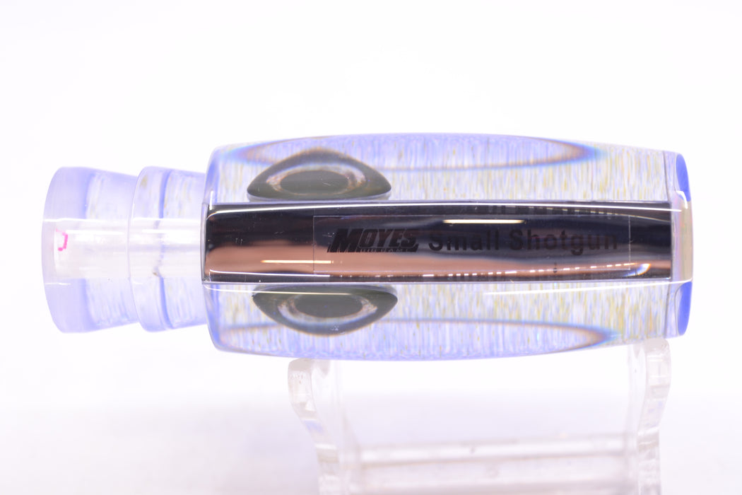 Moyes Lures Clear Mirrored Blue Glitter Back Taxi Eyes Small Shotgun 9" 2oz