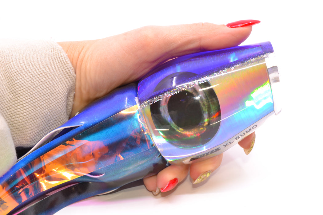 Moyes Lures Silver Rainbow Purple-Silver Back XL Sumo 16" 16.4oz FT Vinyl Skipjack with Wings