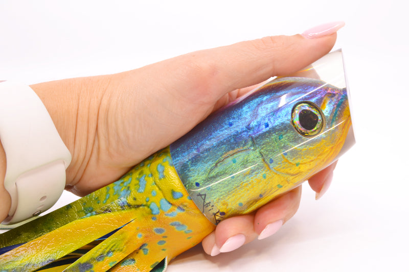 Ali'i Kai Lures Purple-Green-Yellow Yakuza Mahi 14" 9.2oz ALV Vinyl Mahi Gold