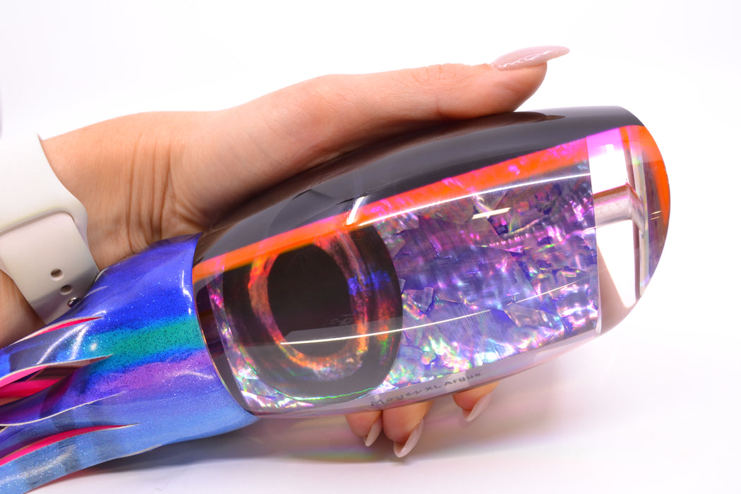 Moyes Lures Rainbow MOP Black-Pink Back XL Argus Teaser 25.5oz FT Vinyl Blueberry