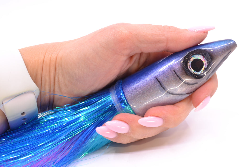 Tsutomu Lures Silver Dot Blue Back Non-Jetted Kona Dragon 9"+ 8oz Strobez