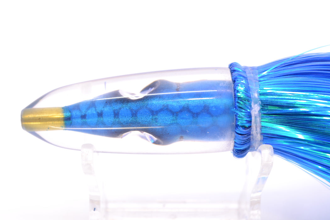 Tsutomu Lures Blue Dot Back Blue-Silver Fish Head Poke Bullet 6" 2.8oz Strobez Royal Blue