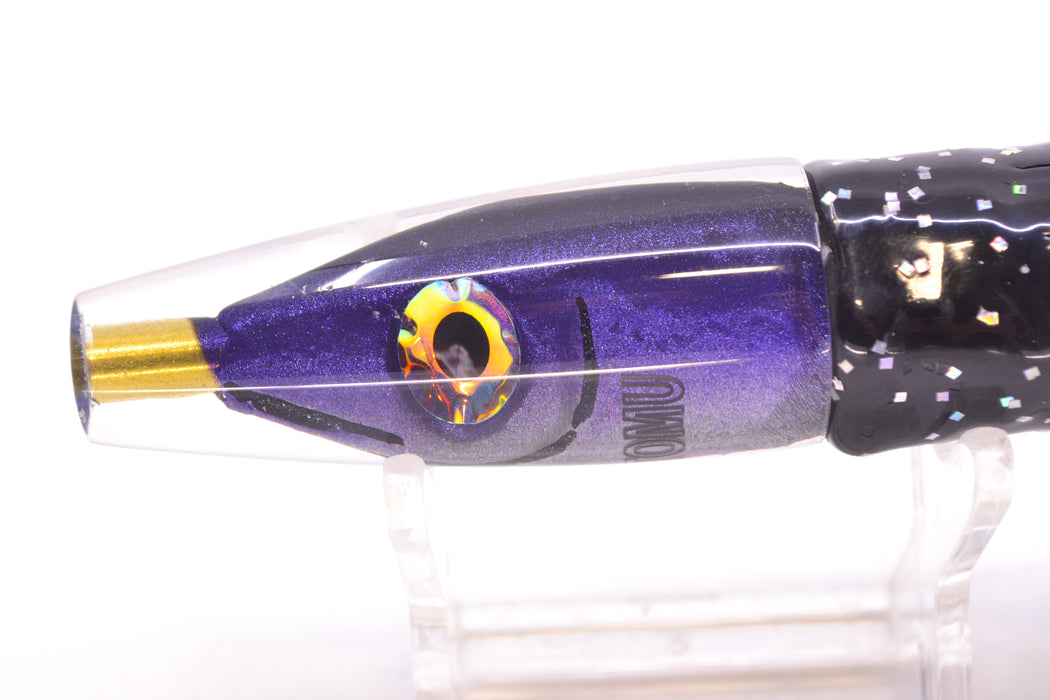 Tsutomu Lures Black-Purple-Silver Fish Head Poke Invert 6" 3.2oz Skirted Black/Purple