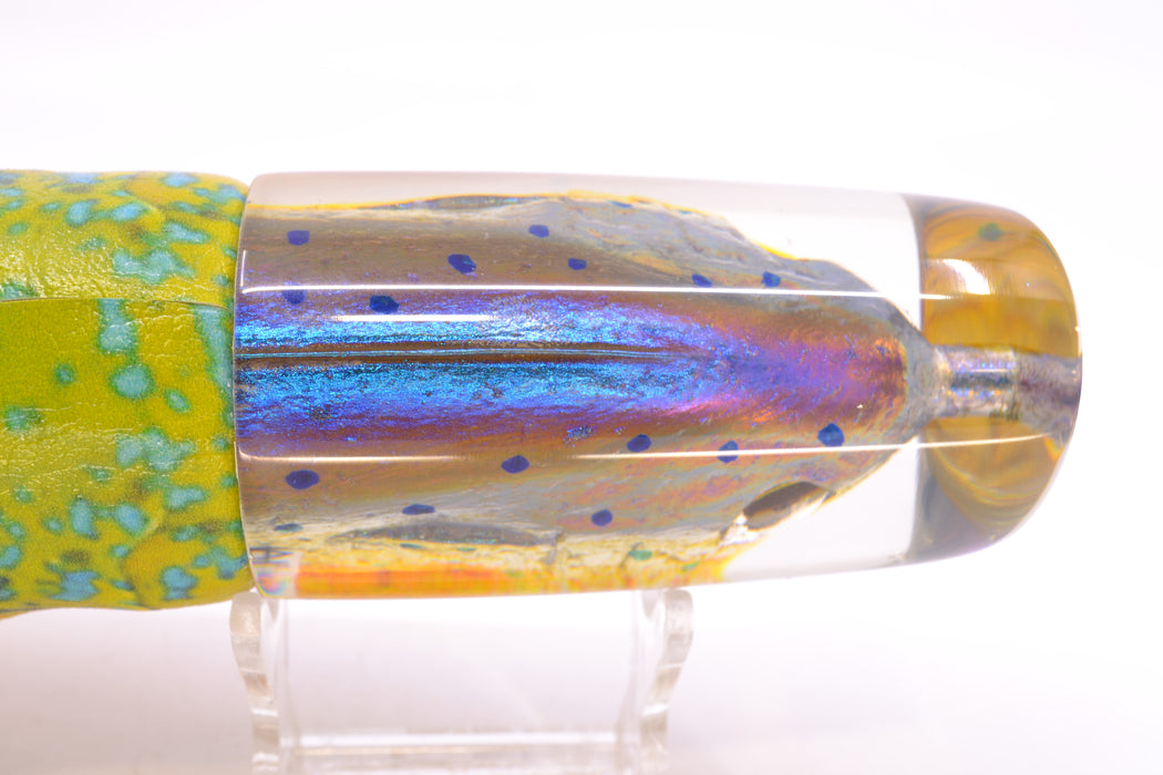 Ali'i Kai Lures Purple-Green-Yellow Mahi Fish Head Nifty 50 14" 9oz ALV Vinyl Mahi GZE