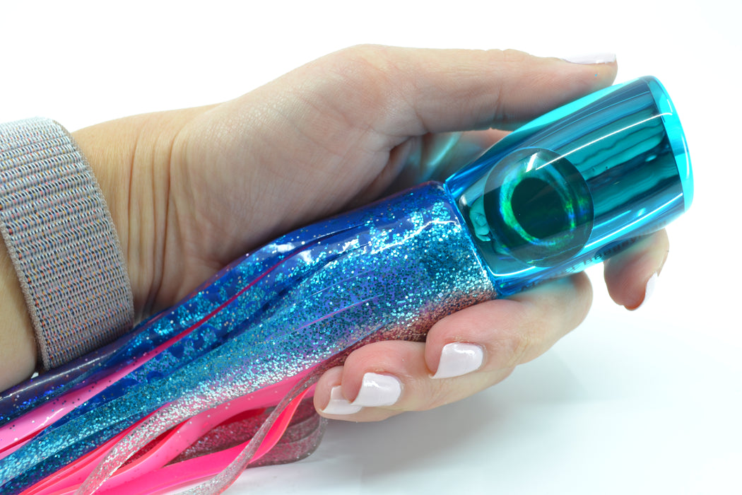 Moyes Lures Ice Blue Mirrored Boogeyman 12" 7oz Skirted Blue-Silver-Pink