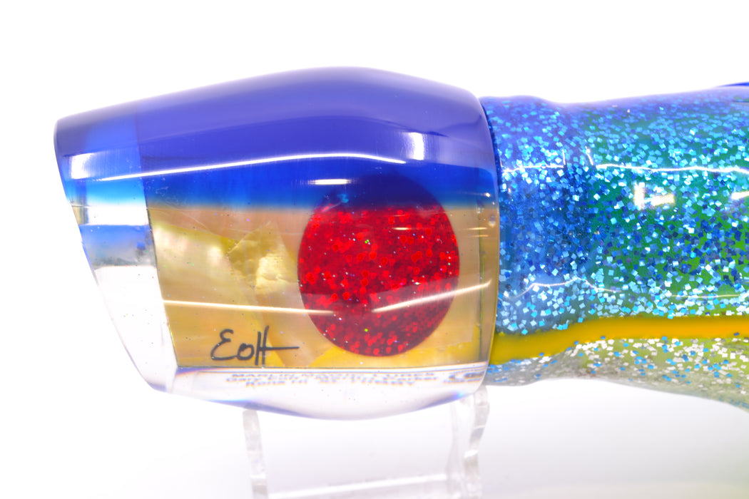 Marlin Magic Golden MOP Blue Back Red Eyes XL Hibby 16" 18oz Skirted Blue-Yellow-Silver GZE