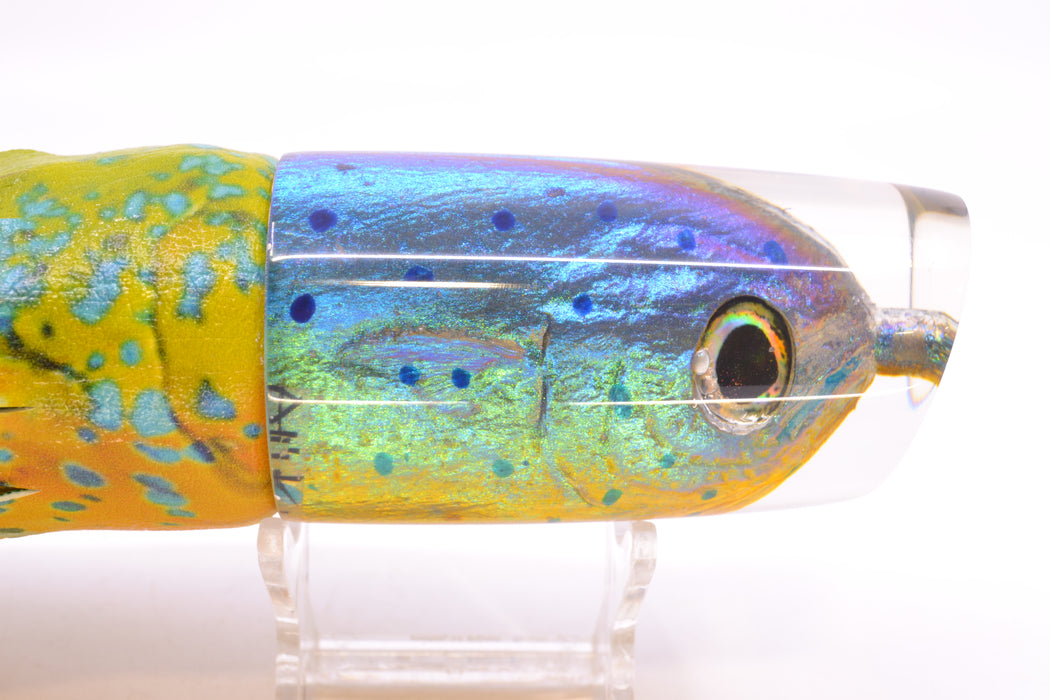 Ali'i Kai Lures Purple-Green-Yellow Mahi Fish Head Nifty 50 14" 9oz ALV Vinyl Mahi GZE