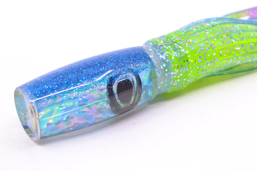 Moyes Lures Ice Blue Awabi Blue Glittered Back Taxi Eyes Small Shotgun 9" 4oz Skirted GZE