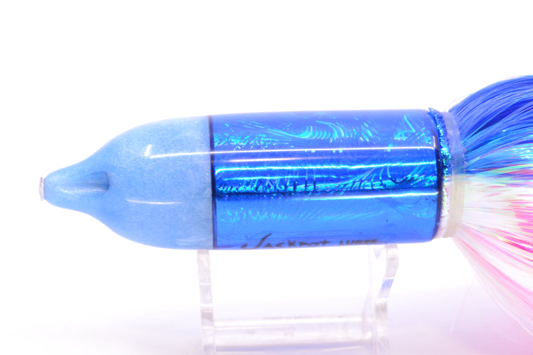 Jackpot Lures Blue Pearl Nose Rainbow Swirl 4-Hole Big Blue 12" 14oz EZ Flash Blue-White