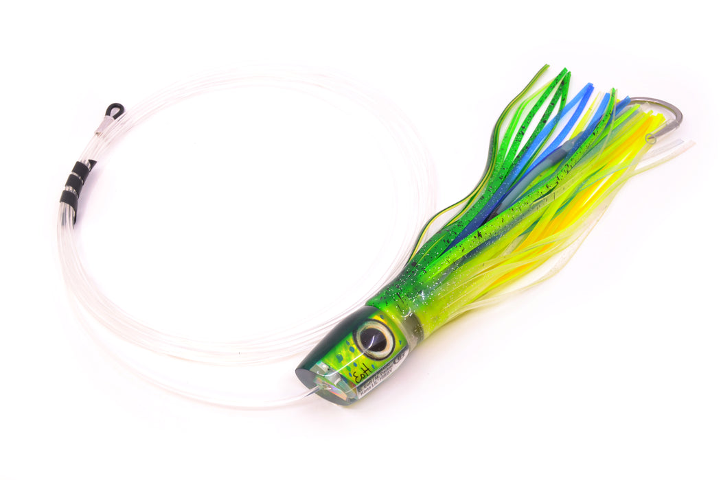 Marlin Magic Mahi MOP Green Back Taxi Eyes Lil Hibby 10" 7.2oz Skirted Mahi Pre-Rigged