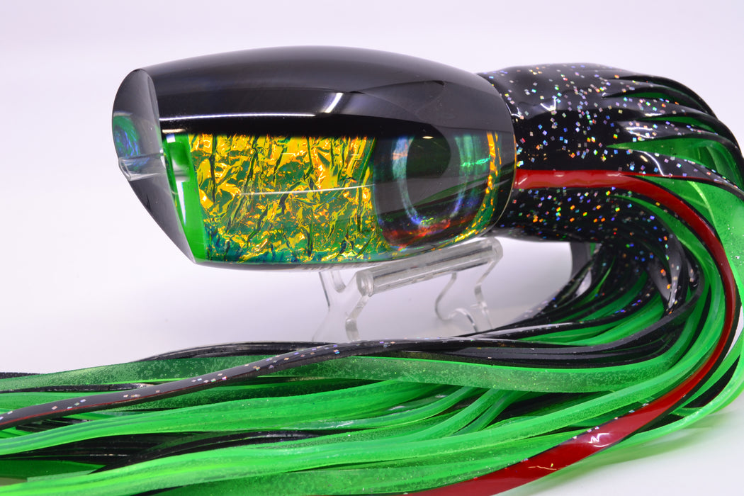 Moyes Lures Green-Orange Dichro Black Back 1305 16" 16.5oz Skirted Black/Green