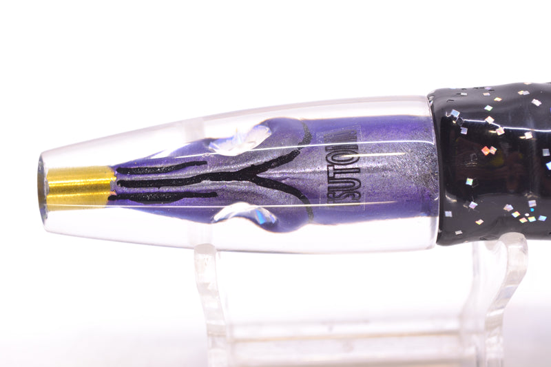 Tsutomu Lures Black-Purple-Silver Fish Head Poke Invert 6" 3.2oz Skirted Black/Purple