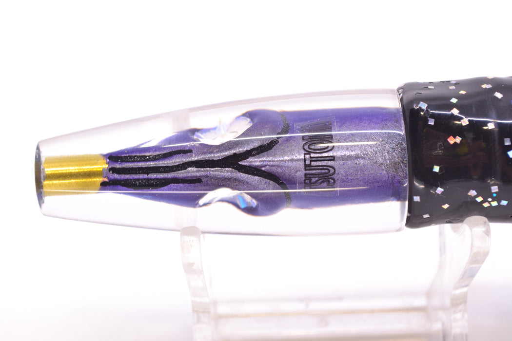 Tsutomu Lures Black-Purple-Silver Fish Head Poke Invert 6" 3.2oz Skirted Black/Purple