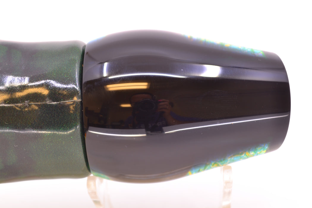 Moyes Lures Green Dichro Black Back Taxi Eyes Large Sumo 14" 10.3oz FT Vinyl Green Tiger