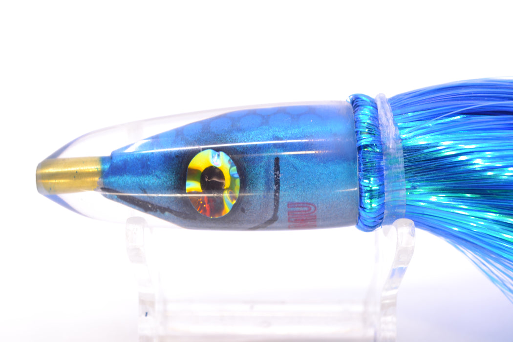 Tsutomu Lures Blue Dot Back Blue-Silver Fish Head Poke Bullet 6" 2.8oz Strobez Royal Blue