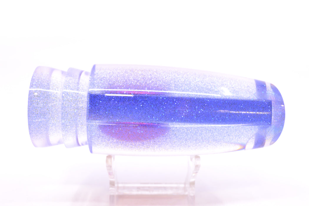 Moyes Lures Clear Mirrored Blue Glittered Back Red Eyes Large Plunger 14" 8.2oz