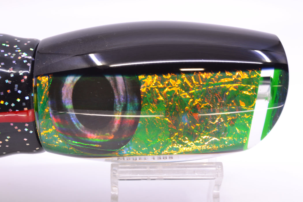 Moyes Lures Green-Orange Dichro Black Back 1305 16" 16.5oz Skirted Black/Green
