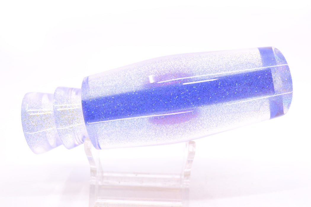 Moyes Lures Clear Mirrored Blue Glittered Back Red Eyes Medium Dark-N-Stormy 12" 5oz