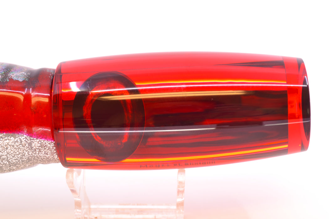 Moyes Lures Red Mirrored Taxi Eyes XL Shotgun 14" 12oz Skirted Red Aurora