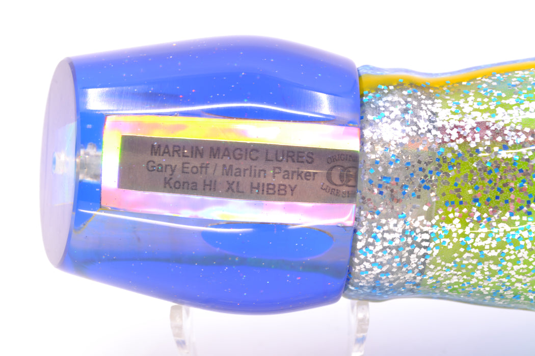 Marlin Magic Golden MOP Blue Back Red Eyes XL Hibby 16" 18oz Skirted Blue-Yellow-Silver GZE