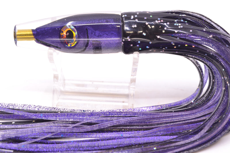 Tsutomu Lures Black-Purple-Silver Fish Head Poke Invert 6" 3.2oz Skirted Black/Purple