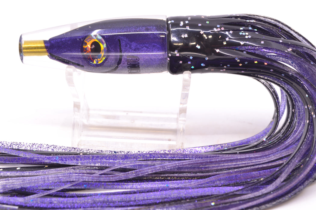Tsutomu Lures Black-Purple-Silver Fish Head Poke Invert 6" 3.2oz Skirted Black/Purple