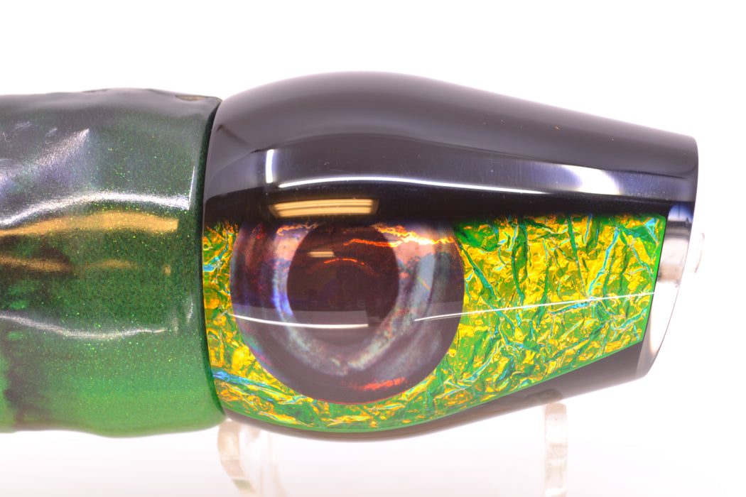 Moyes Lures Green Dichro Black Back Taxi Eyes Large Sumo 14" 10.3oz FT Vinyl Green Tiger