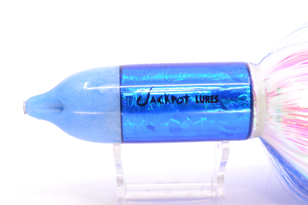 Jackpot Lures Blue Pearl Nose Rainbow Swirl 4-Hole Big Blue 12" 14oz EZ Flash Blue-White