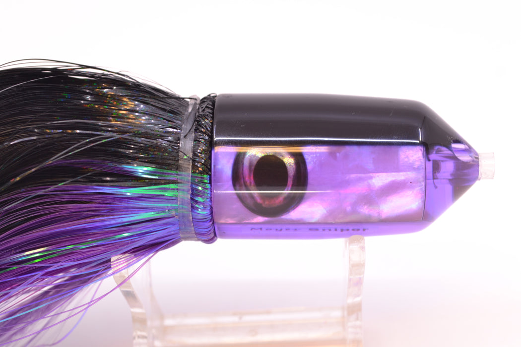 Moyes Lures Purple MOP Black Back 2-Hole Small Sniper Jet 9" 5.7oz Strobez Black-Purple