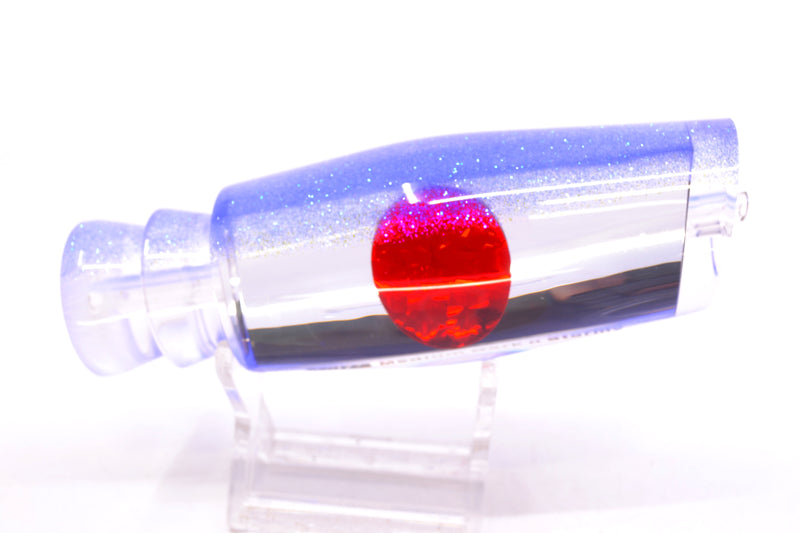 Moyes Lures Clear Mirrored Blue Glittered Back Red Eyes Medium Dark-N-Stormy 12" 5oz