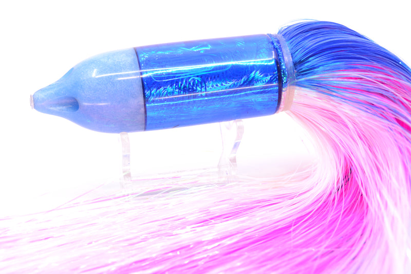 Jackpot Lures Blue Pearl Nose Rainbow Swirl 4-Hole Big Blue 12" 14oz EZ Flash Blue-White