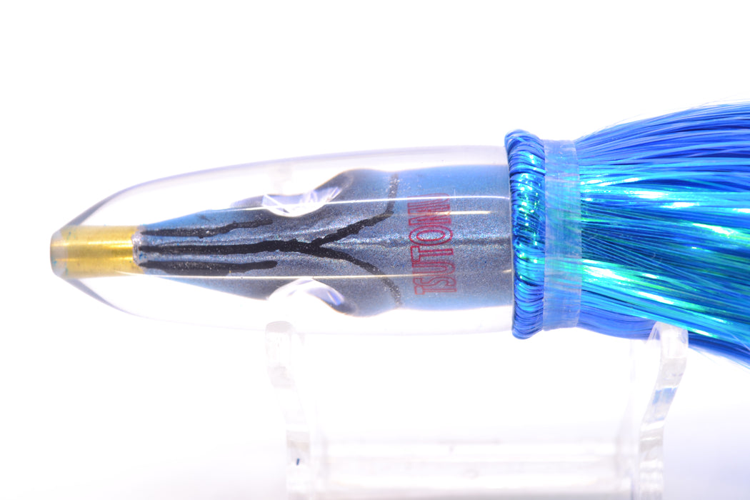 Tsutomu Lures Blue Dot Back Blue-Silver Fish Head Poke Bullet 6" 2.8oz Strobez Royal Blue