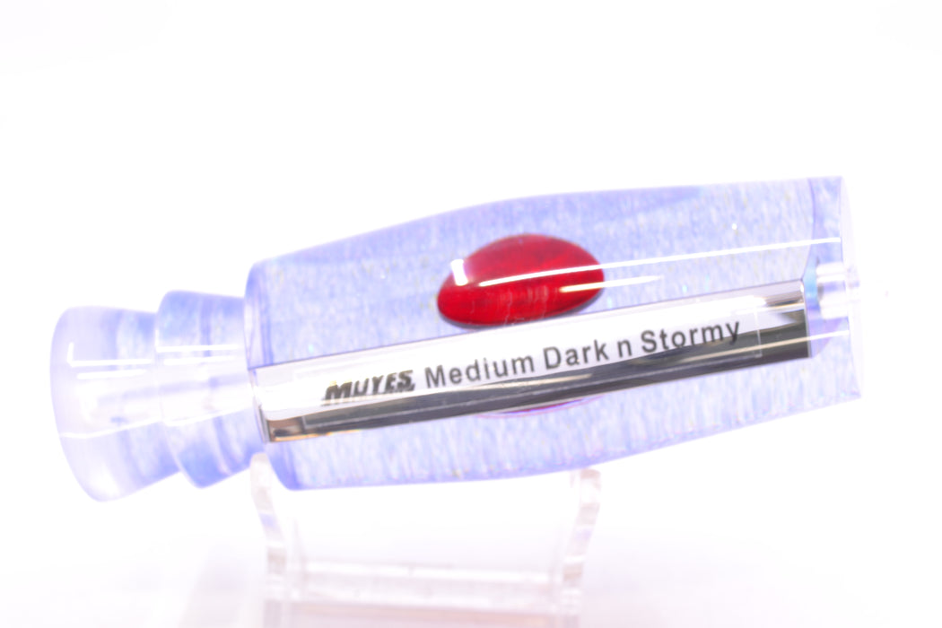 Moyes Lures Clear Mirrored Blue Glittered Back Red Eyes Medium Dark-N-Stormy 12" 5oz