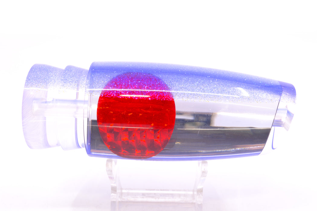 Moyes Lures Clear Mirrored Blue Glittered Back Red Eyes Large Plunger 14" 8.2oz