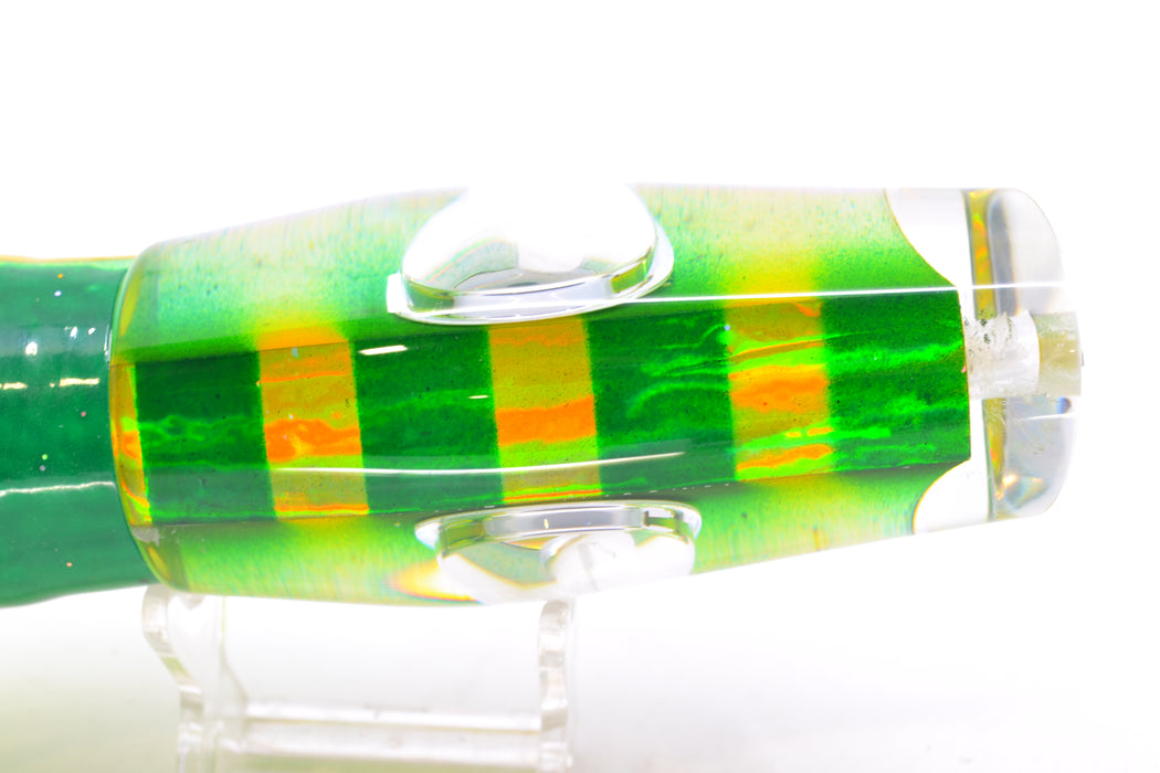 Big T Lures Yellow-Silver Rainbow Pearl Green Striped Back Leopard 12" 10.7oz Skirted GZE